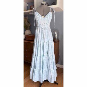 Amy Jane London Isabella Blue Ditsy Floral Maxi Dress Cottagecore Prairie